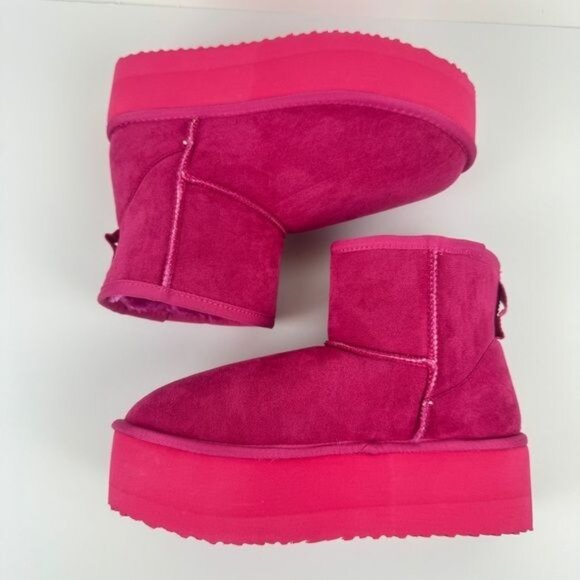 Cape Robbin Robbin Girl Pink Nomel Plush Platform Winter Ankle Boots Bootie - Picture 5 of 10